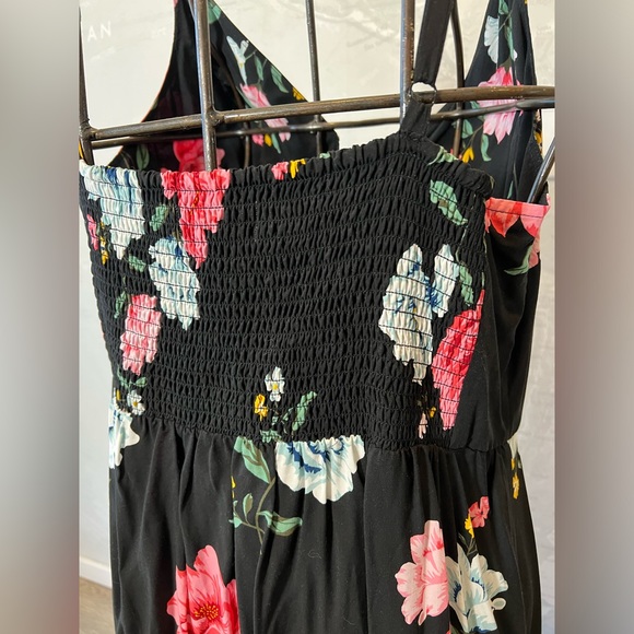 NEW Old Navy Black Floral Fit and Flare Cami Spaghetti Strap Midi Dress XL - Picture 5 of 5